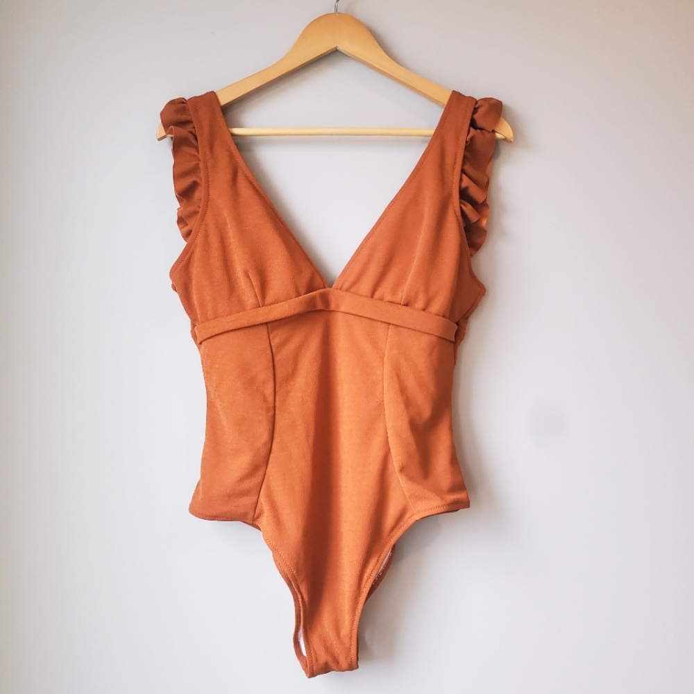Cupshe Burnt Orange Ruffle One Piece
